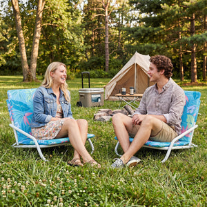 Set of 2 Folding Beach Chairs with Sponge Padded Seat for Camping-Navy view 3