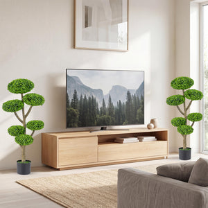 Set of 2 Indoor Outdoor 6 Balls Topiary Tree with Realistic Trunk and Weighted Cement-Filled Base view 2