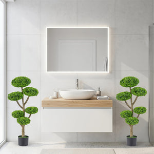 Set of 2 Indoor Outdoor 6 Balls Topiary Tree with Realistic Trunk and Weighted Cement-Filled Base view 6