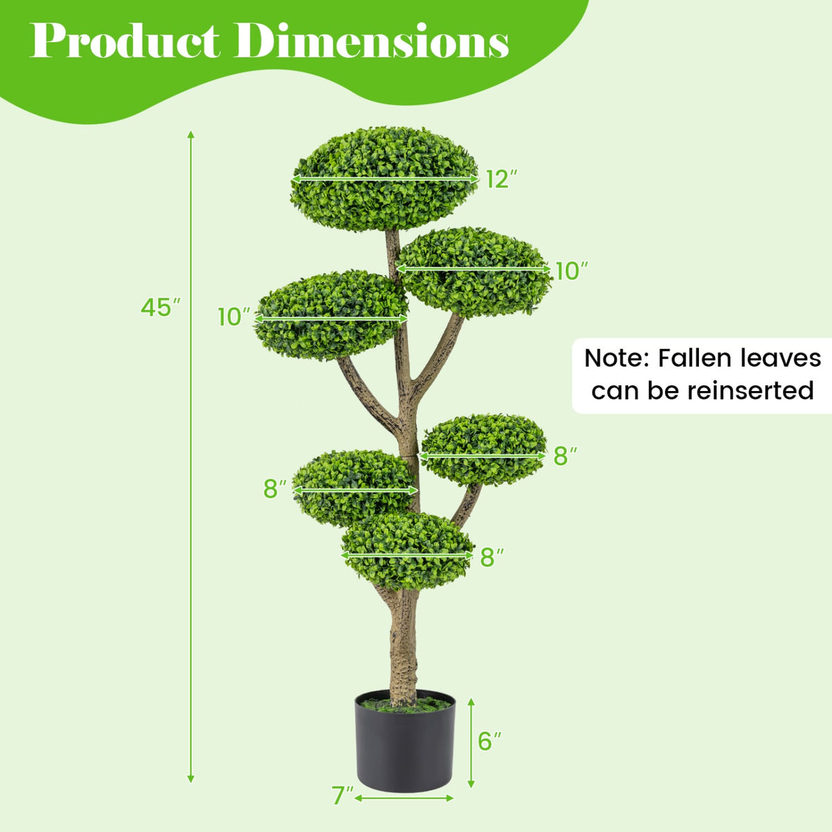 Set of 2 Indoor Outdoor 6 Balls Topiary Tree with Realistic Trunk and Weighted Cement-Filled Base view 4