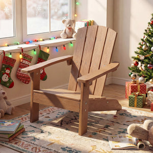 Set of 2 Kid's Adirondack Chair with with High Backrest and Armrests-Teak view 5