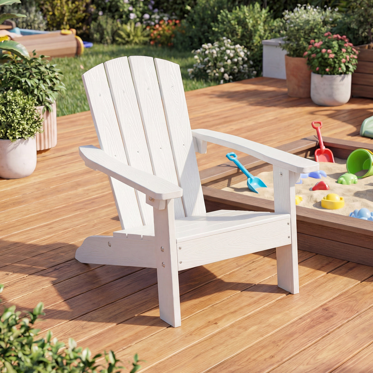 Set of 2 Kid's Adirondack Chair with with High Backrest and Armrests-White view 3