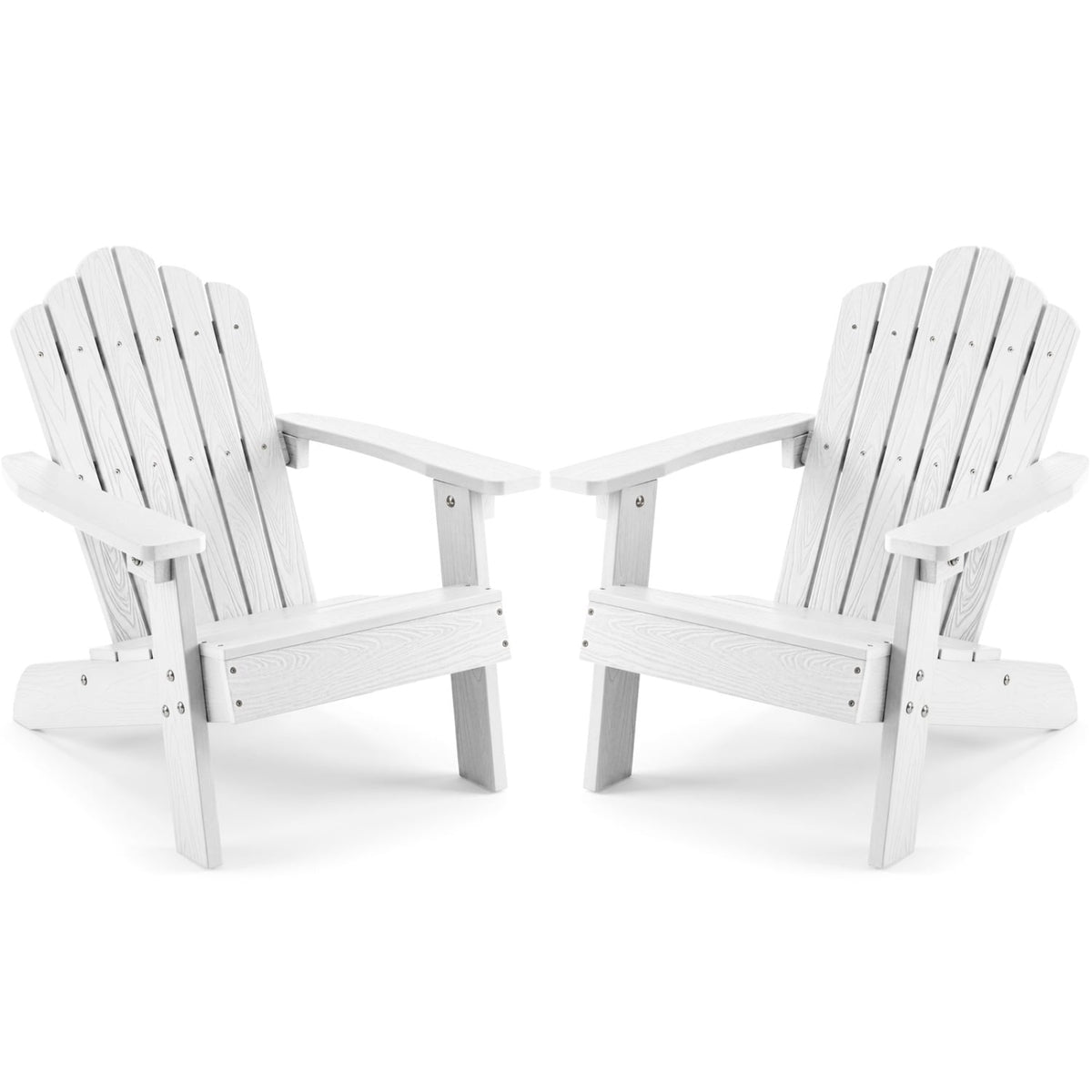 Set of 2 Kids Adirondack Chairs All-weather Outdoor Chairs for Children with Tilted High Backrest-White