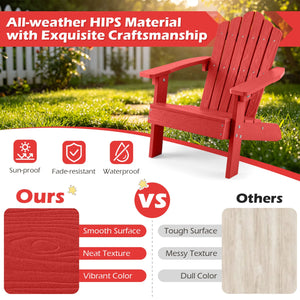 Set of 2 Kids Adirondack Chairs All-weather Outdoor Chairs for Children with Tilted High Backrest-Red view 9