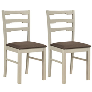 Set of 2 Linen Style Upholstered Dining Chairs with Wood Frames-White