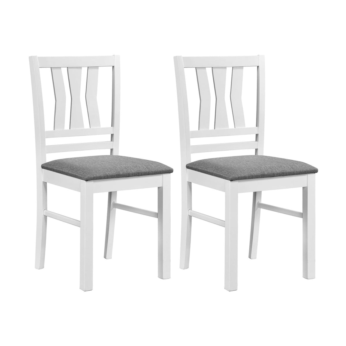 Set of 2 Linen Style Upholstered Kitchen Chairs with Wood Frames-White view 4
