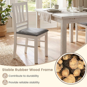 Set of 2 Linen Style Upholstered Kitchen Chairs with Wood Frames-White view 6