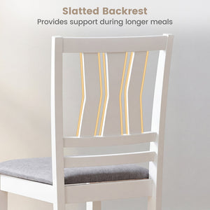 Set of 2 Linen Style Upholstered Kitchen Chairs with Wood Frames-White view 8