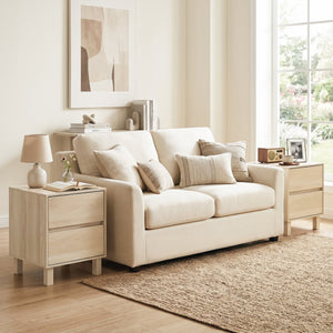 Set of 2 Modern Wooden End Table with 2 Storage Drawers-Natural view 3