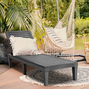 Set of 2 Outdoor Chaise Lounge Chair with 5 Positions Adjustable Backrest-Black view 3