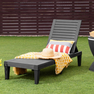 Set of 2 Outdoor Chaise Lounge Chair with 5 Positions Adjustable Backrest-Black view 5