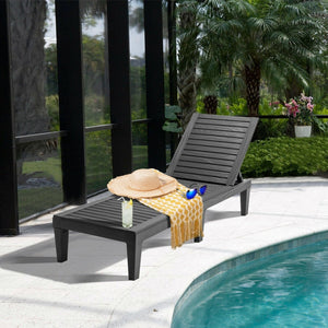 Set of 2 Outdoor Chaise Lounge Chair with 5 Positions Adjustable Backrest-Black view 6