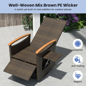Set of 2 Patio Rattan 360° Swivel Recliner Chair with Adjustable Backrest and Footrest-Navy view 7