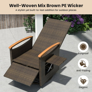 Set of 2 Patio Rattan 360° Swivel Recliner Chair with Adjustable Backrest and Footrest-Black view 7