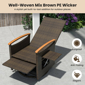 Set of 2 Patio Rattan 360° Swivel Recliner Chair with Adjustable Backrest and Footrest-Dark Gray view 5