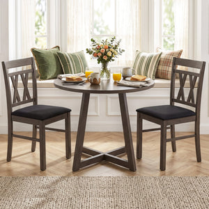 Set of 2 Modern Linen Style Upholstered Kitchen Chairs-Gray view 2