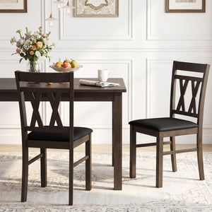 Set of 2 Modern Linen Style Upholstered Kitchen Chairs-Gray view 3