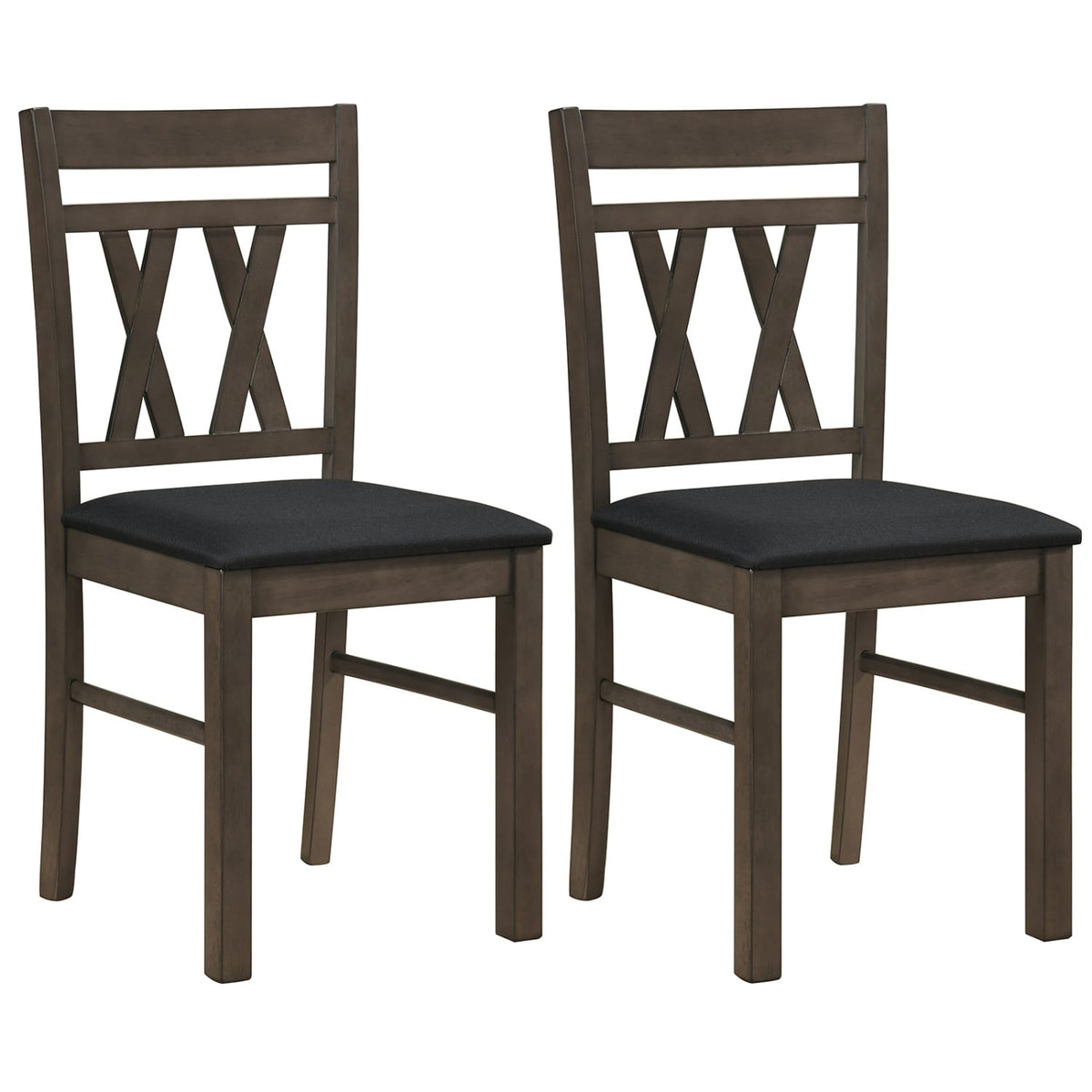 Set of 2 Modern Linen Style Upholstered Kitchen Chairs-Gray
