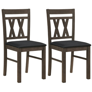Set of 2 Modern Linen Style Upholstered Kitchen Chairs-Gray