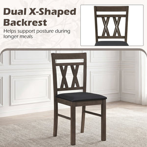 Set of 2 Modern Linen Style Upholstered Kitchen Chairs-Gray view 7