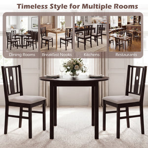 Set of 2 Rubber Wood Kitchen Chairs with Fabric Padded Seat -Coffee view 2