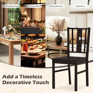 Set of 2 Solid Rubber Wood Kitchen Chairs with Slatted Curved Backrest-Coffee view 7
