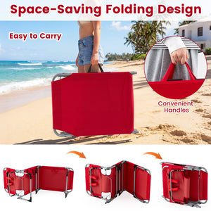 Set of 2 Tanning Chair Portable Chaise Lounge Chair with 4-Position Adjustable Backrest-Red view 7