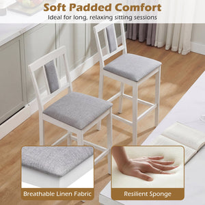Set of 2 Upholstered Barstool 29.5 Inch Bar Height with Solid Rubber Wood Frame-White view 5