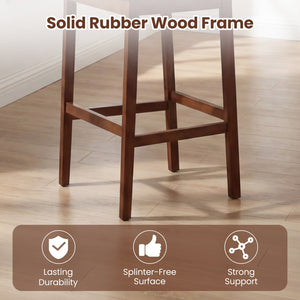Set of 2 Upholstered Barstool 29.5 Inch Bar Height with Solid Rubber Wood Frame-Walnut view 7