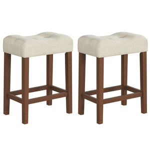Set of 2 Upholstered Counter Height Bar Stool with Curved Saddle-Seat-Brown
