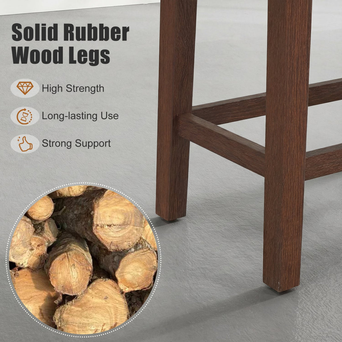 Set of 2 Upholstered Counter Height Bar Stool with Curved Saddle-Seat-Brown view 5