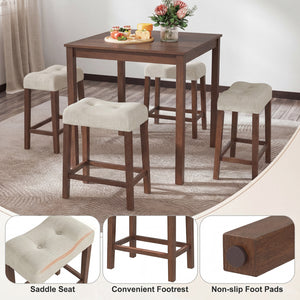 Set of 2 Upholstered Counter Height Bar Stool with Curved Saddle-Seat-Brown view 7