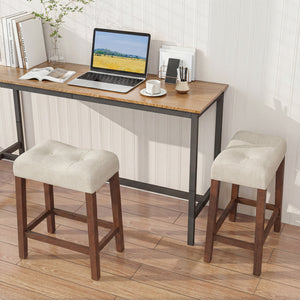 Set of 2 Upholstered Counter Height Bar Stool with Curved Saddle-Seat-Brown view 3