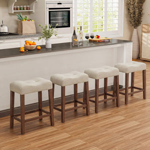 Set of 2 Upholstered Counter Height Bar Stool with Curved Saddle-Seat-Brown view 8