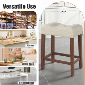 Set of 2 Upholstered Counter Height Bar Stool with Curved Saddle-Seat-Brown view 9