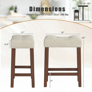 Set of 2 Upholstered Counter Height Bar Stool with Curved Saddle-Seat-Brown view 4
