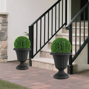 Set of 4 18 inch Tall Vintage Planters with Pedestal Base and Pre-marked Drain Hole-Black view 6