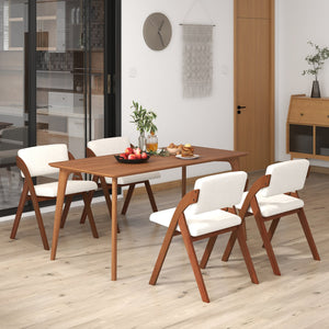Set of 4 Folding Kitchen Dining Chairs with Rubber Wood Legs-Walnut view 2