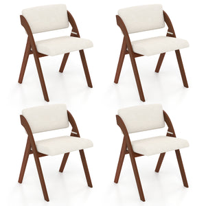 Set of 4 Folding Kitchen Dining Chairs with Rubber Wood Legs-Walnut