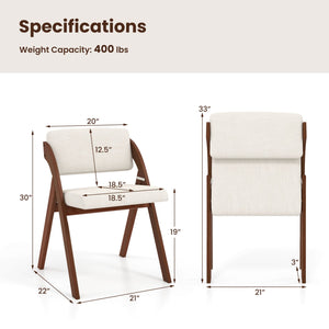 Set of 4 Folding Kitchen Dining Chairs with Rubber Wood Legs-Walnut view 3