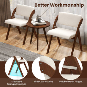 Set of 4 Folding Kitchen Dining Chairs with Rubber Wood Legs-Walnut view 4