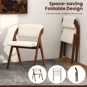 Set of 4 Folding Kitchen Dining Chairs with Rubber Wood Legs-Walnut view 5