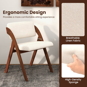 Set of 4 Folding Kitchen Dining Chairs with Rubber Wood Legs-Walnut view 6