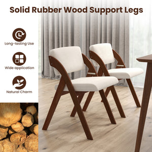 Set of 4 Folding Kitchen Dining Chairs with Rubber Wood Legs-Walnut view 7