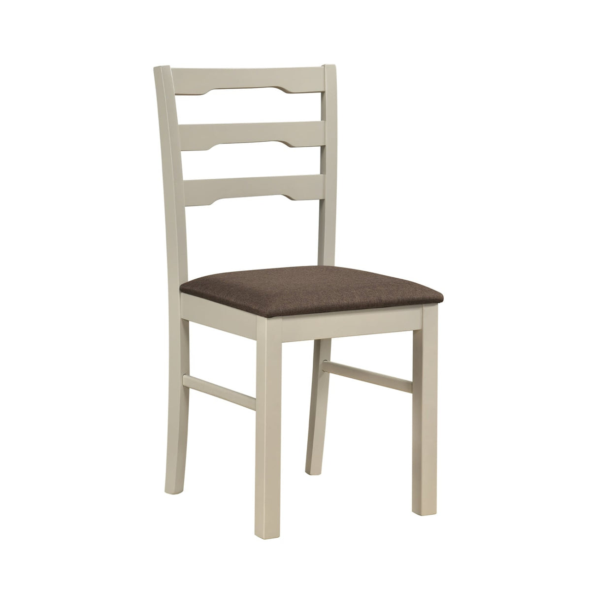 Set of 4 Linen Style Upholstered Dining Chairs with Wood Frames-White view 4
