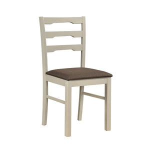 Set of 4 Linen Style Upholstered Dining Chairs with Wood Frames-White view 4