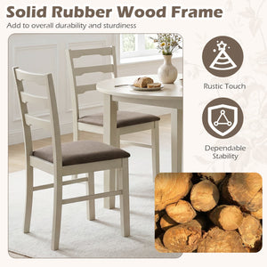 Set of 4 Linen Style Upholstered Dining Chairs with Wood Frames-White view 6