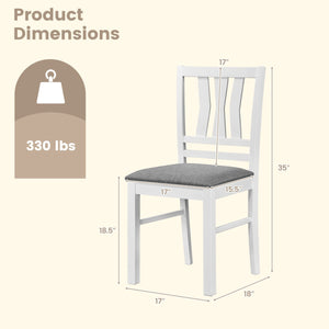 Set of 4 Linen Style Upholstered Kitchen Chairs with Wood Frames-White view 4