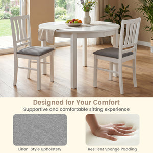 Set of 4 Linen Style Upholstered Kitchen Chairs with Wood Frames-White view 6