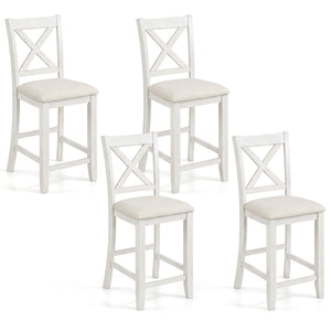 Set of 4 Modern Farmhouse Counter Height Stools with Footrest-White